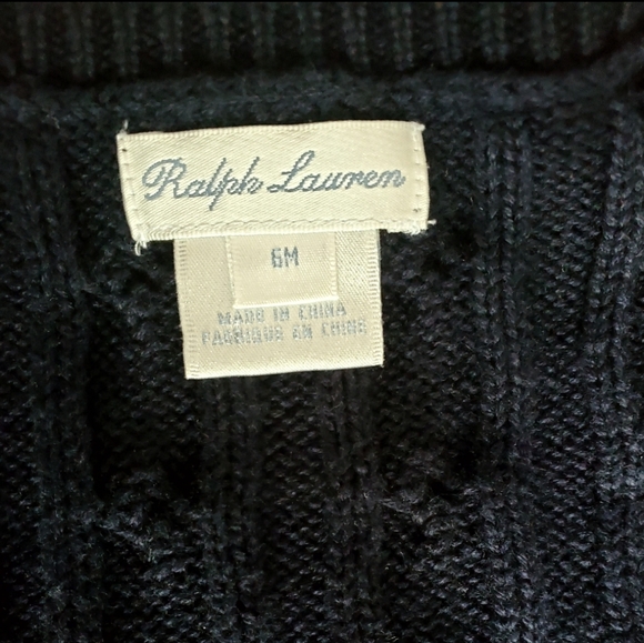 Ralph Lauren Navy Blue Cable Knit Baby's Cardigan size 6M - Picture 4 of 8